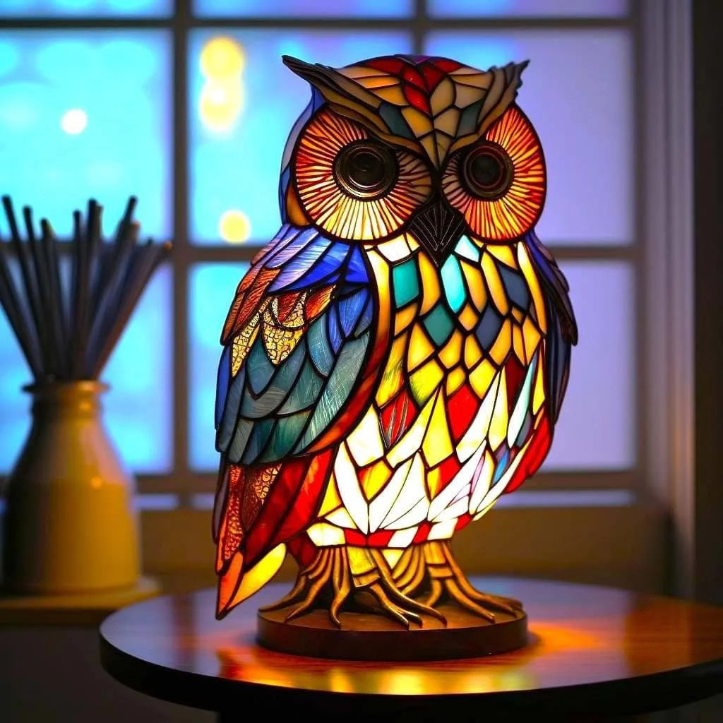 Artistic Animal Table Lamp | Stained Glass Effect with Warm Glow | Compact Decorative Accent for Cozy Spaces 16