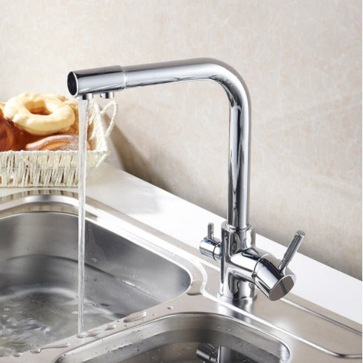 Modern Double Handle Kitchen Faucet with Integrated Water Filter | Stylish Design for Clean Drinking Water 4