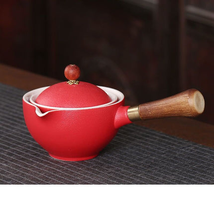 Ceramic Gongfu Teapot with Precision Pour Spout, 10 Finishes Chinese Tea Ceremony Pot for Loose Leaf Tea at Home