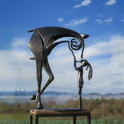 Horse Garden Statue, Rustic Bronze Yard Decor