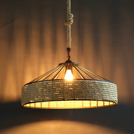 Hemp Rope Pendant Light with Adjustable Cord | Rustic Farmhouse Lamp for Cozy Ambience