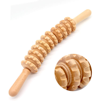 Wooden Full Body Massage Roller, Manual Ergonomic Muscle Roller for Home, Gym and Office Use