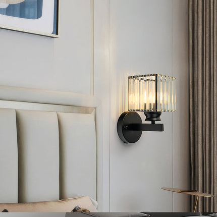 Crystal Wall Light Sconce with Luxe Crystal Detailing | Modern Iron Fixture for Elegant Ambiance
