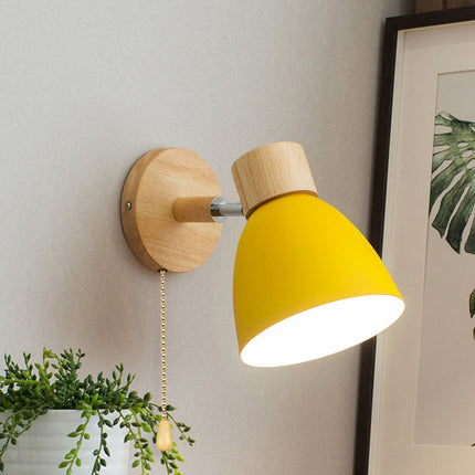 Scandinavian Wall Sconce with Adjustable Light Angle | Modern Wood & Iron Accent Lamp for Cozy Indoor Spaces