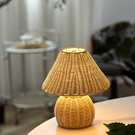 Bamboo Woven Desk Lamp with Handcrafted Shade | USB-Powered Ambient Light for Relaxing Spaces