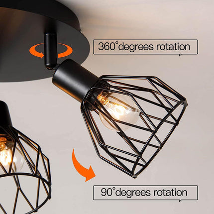 Adjustable Black Spotlight Ceiling Light with Industrial Design | Versatile Illumination for Kitchens and Living Areas