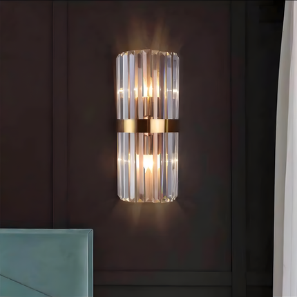 Crystal Wall Light with Premium Stainless Steel Frame | Elegant Indoor Sconce for Ambient Illumination