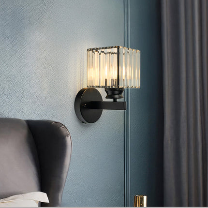 Crystal Wall Light Sconce with Luxe Crystal Detailing | Modern Iron Fixture for Elegant Ambiance