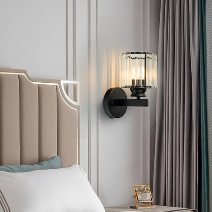 Crystal Wall Light Sconce with Luxe Crystal Detailing | Modern Iron Fixture for Elegant Ambiance
