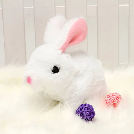 Jumping Plush Bunny Toy for Kids, Soft Interactive Walking Rabbit with Squeaky Sounds and Wagging Tail, 3 Colors