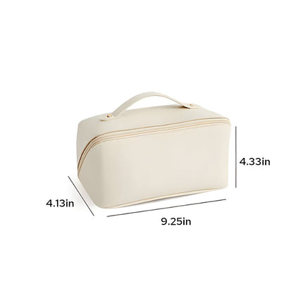 Large Capacity Makeup Bag Organizer with Wide Opening | PU Shell Travel Case for Skincare and Essentials