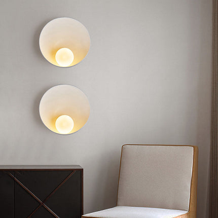 Modern Minimalist Round Wall Sconce with Frosted Glass Diffuser | Elegant Lighting for Bedroom and Living Spaces
