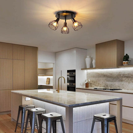 Adjustable Black Spotlight Ceiling Light with Industrial Design | Versatile Illumination for Kitchens and Living Areas