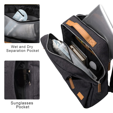 Business Casual Backpack with Multiple Compartments, Everyday Bag in Light Gray, Light Beige, Burgundy or Dark Gray