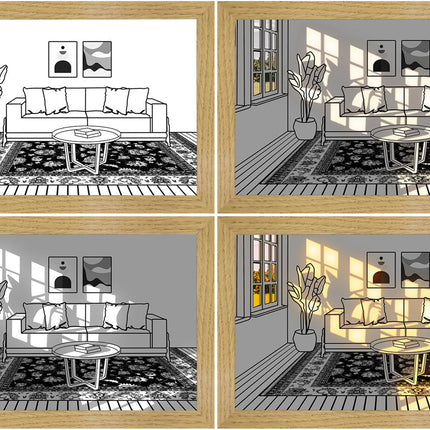 Illuminated Wall Art Panel, 11 Scenic Designs and 2 Sizes, Glowing Decor for Living Room and Bedroom