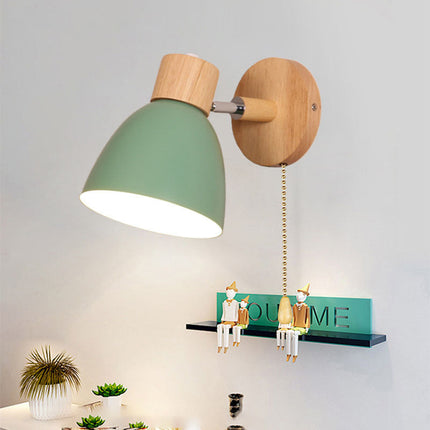 Scandinavian Wall Sconce with Adjustable Light Angle | Modern Wood & Iron Accent Lamp for Cozy Indoor Spaces