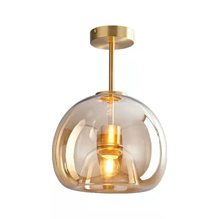 Nordic Glass Ball Ceiling Light with Smoke Grey Finish | Semi-Flush Mount for Elegant Ambient Illumination