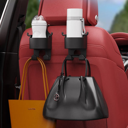 Car Backseat Organizer 3-in-1 with Cup Holder, Phone Mount and Bag Hook, Headrest Storage for Road Trips