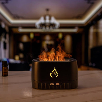 Flame Effect Essential Oil Diffuser, Quiet Aromatherapy Humidifier Under 36dB with Waterless Auto Off, Black or White