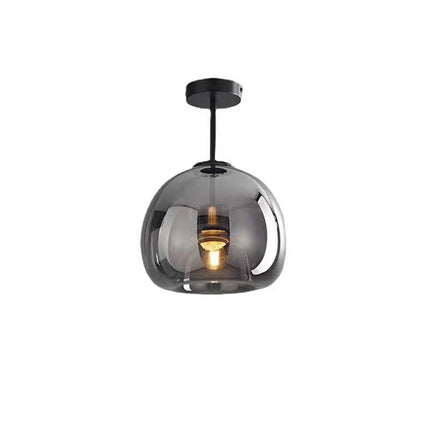 Nordic Glass Ball Ceiling Light with Smoke Grey Finish | Semi-Flush Mount for Elegant Ambient Illumination