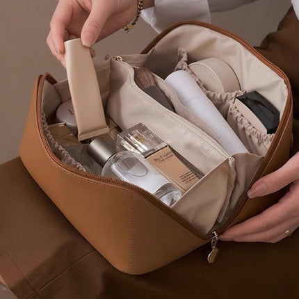 Travel Makeup Bag with Large Capacity & Wide Opening | Organized Storage for Cosmetics and Toiletries