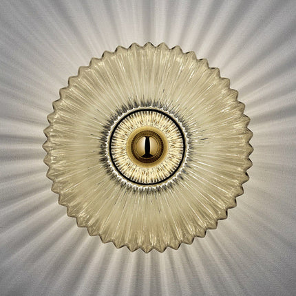 Nordic Vintage Glass Wall Sconce with Striped Disc Design | Warm Ambient Lighting for Bedrooms and Living Rooms