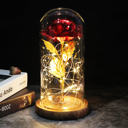 Decorative Sparkly Rose Ornament with 6 Colour Options, Never Fade Faux Rose for Shelf, Desk and Gift Display