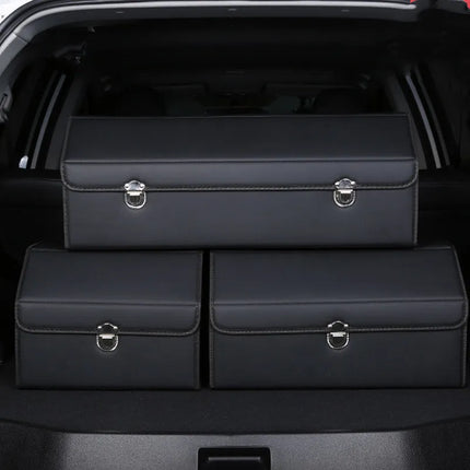 Car Trunk Organizer Storage Box with Divided Interior and Cover, 3 Sizes, for Groceries, Tools and Emergency Kit