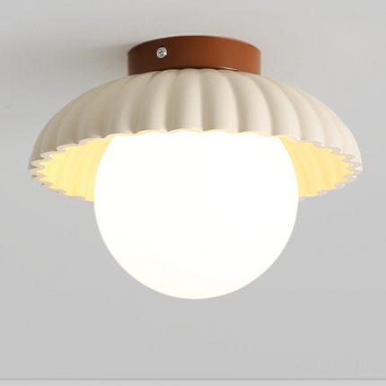 Iron Flush Mount Ceiling Light with Frosted Glass Globe | Modern Design for Warm Ambient Illumination