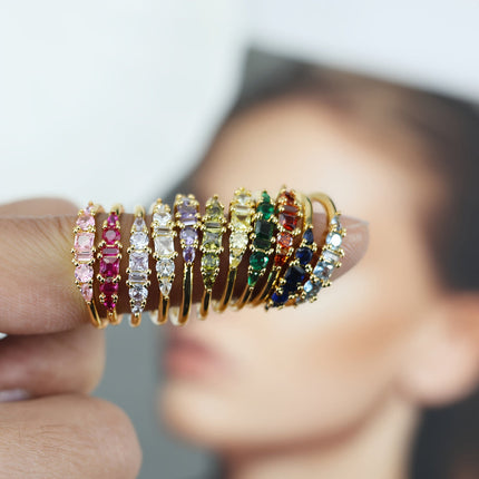 Gold Ring Set with Rhinestone Accents for Stackable Boho Style | Trendy Everyday Jewelry for Layered Looks