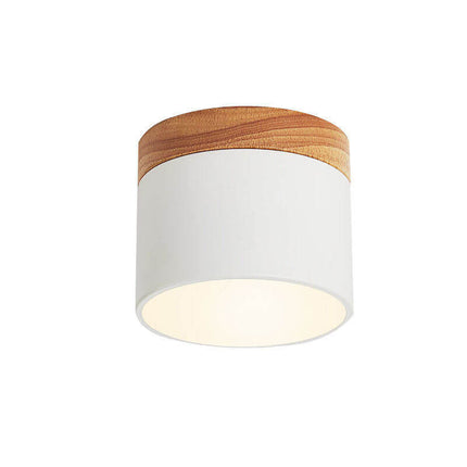 Scandinavian Ceiling Light with 3-Color LED & Wooden Accent | Minimalist Flush Mount for Ambient Illumination
