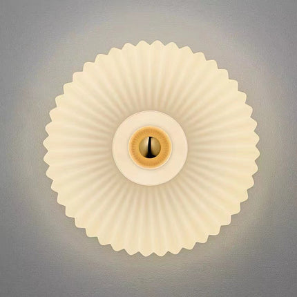 Nordic Vintage Glass Wall Sconce with Striped Disc Design | Warm Ambient Lighting for Bedrooms and Living Rooms