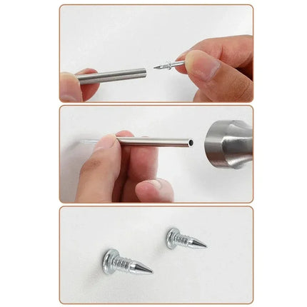 No Drill Wall Nails, 100 Pcs High Carbon Steel Nail and Sleeve Set for Concrete and Brick, Hammer In Fixings