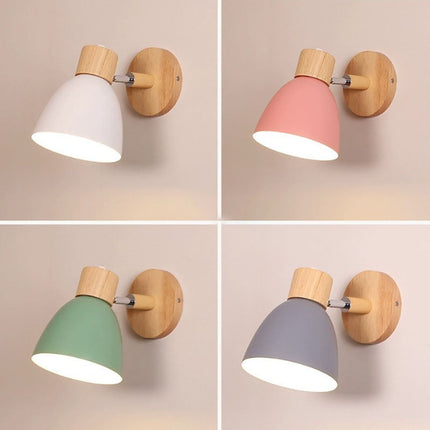 Scandinavian Wall Sconce with Adjustable Light Angle | Modern Wood & Iron Accent Lamp for Cozy Indoor Spaces