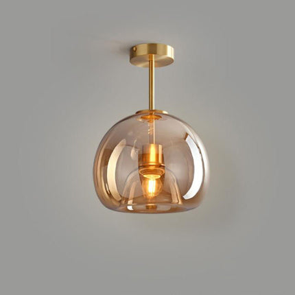 Nordic Glass Ball Ceiling Light with Smoke Grey Finish | Semi-Flush Mount for Elegant Ambient Illumination