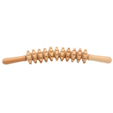 Wooden Full Body Massage Roller, Manual Ergonomic Muscle Roller for Home, Gym and Office Use