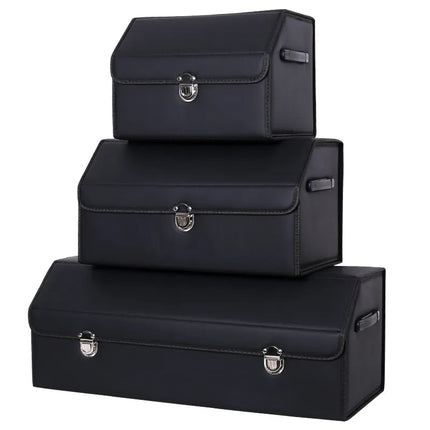 Car Trunk Organizer Storage Box with Divided Interior and Cover, 3 Sizes, for Groceries, Tools and Emergency Kit