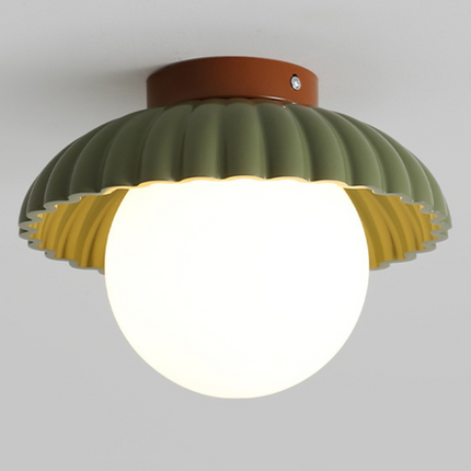 Iron Flush Mount Ceiling Light with Frosted Glass Globe | Modern Design for Warm Ambient Illumination