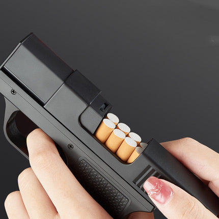 Gun Shaped Novelty Lighter with Trigger Ignition and Laser Effect, One Handed Lighter for Candles