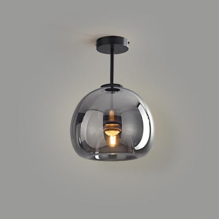 Nordic Glass Ball Ceiling Light with Smoke Grey Finish | Semi-Flush Mount for Elegant Ambient Illumination
