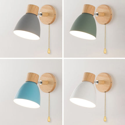Scandinavian Wall Sconce with Adjustable Light Angle | Modern Wood & Iron Accent Lamp for Cozy Indoor Spaces