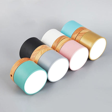 Scandinavian Ceiling Light with 3-Color LED & Wooden Accent | Minimalist Flush Mount for Ambient Illumination