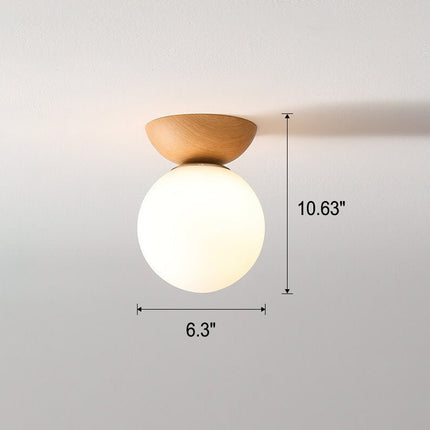 Japanese Style Ceiling Light with Warm LED Glow | Minimalist Wood and Glass Design for Tranquil Home Ambience