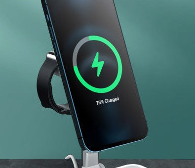 Magnetic Wireless Charging Stand, 3-in-1 Charger Dock for Phone, Earbuds and Smartwatch with Landscape Stand Mode