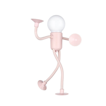Poseable Figure Lamp with Bendable Arms and Suction Cup Feet, Battery Powered Desk Night Light for Bedrooms