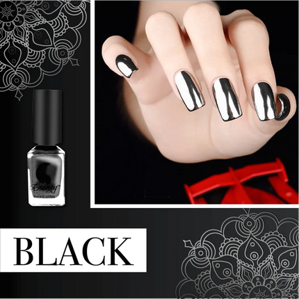 Mirror Nail Polish with Chrome Metallic Finish, High Gloss Reflective Manicure Lacquer in 4 Shades