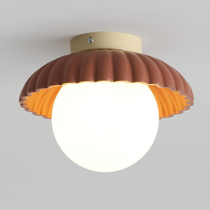 Iron Flush Mount Ceiling Light with Frosted Glass Globe | Modern Design for Warm Ambient Illumination