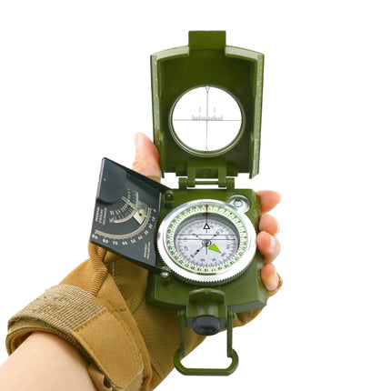 Navigation Compass with Clinometer and Luminous Dial, Waterproof Zinc Alloy Military Style Compass for Hiking, Camping and Backcountry Skiing