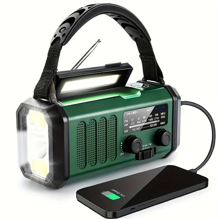 NOAA Weather Radio, Solar Hand Crank Emergency Radio with Power Bank and Flashlight, Portable AM FM Radio with SOS Alarm