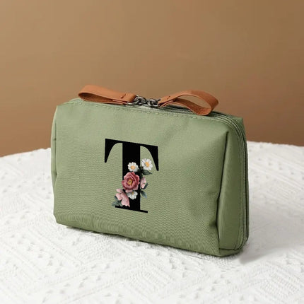 Elegant Makeup Bag Travel Organizer with Letter Design | Chic Cosmetic Case for Beauty Essentials